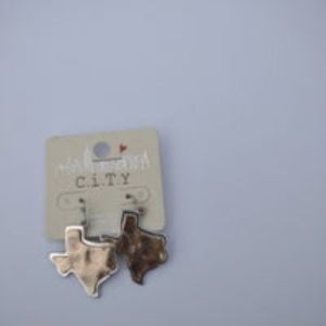 Brasstone and silvertone Texas shaped earrings for pierced ears/ rodeo